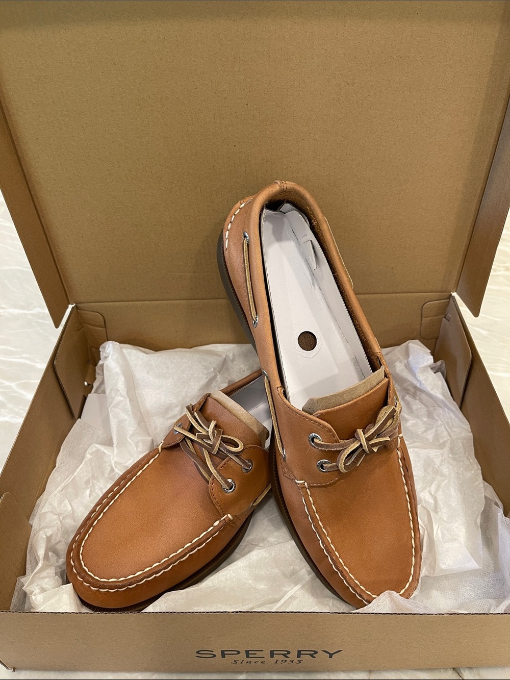 Sperry Tan Leather Moccasin-Style Boat Shoes